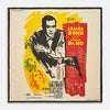 View 1 of product Vintage French James Bond 007 Dr. No poster featuring Sean Connery inspires the Turnbull & Asser DR. NO Yellow and Blue Poster Silk Pocket Square—handmade in England with bold illustrated colors.