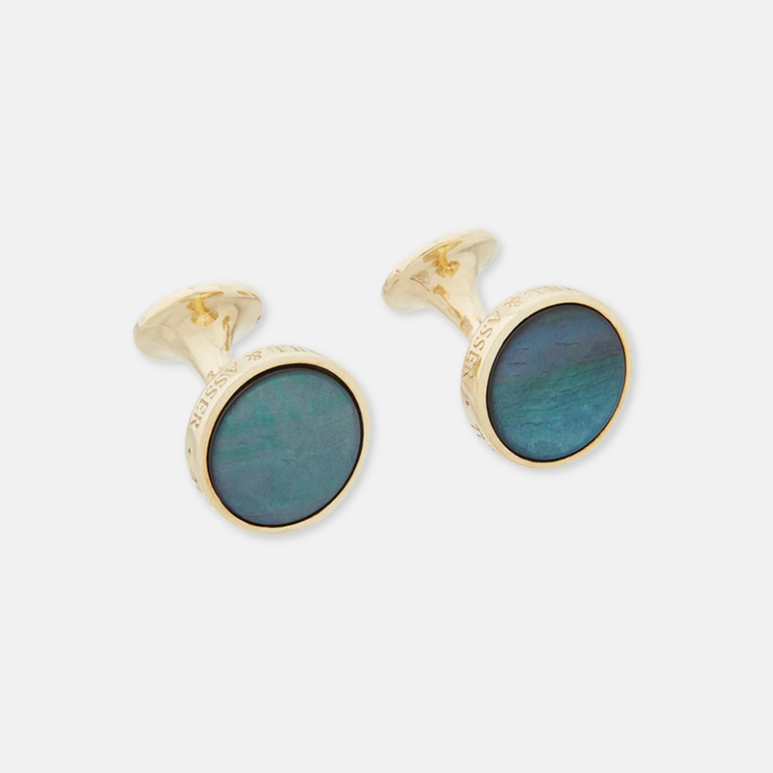 Gold and Navy Mother of Pearl Cufflinks