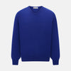 View 1 of product The Royal Blue long-sleeve V-neck jumper in cashmere from Turnbull & Asser UK is displayed against a white background.