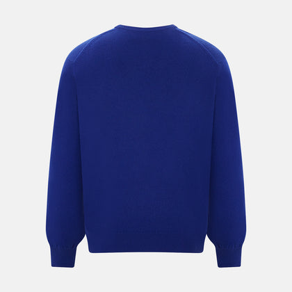 Royal Blue long-sleeve V-neck jumper in cashmere Image 2