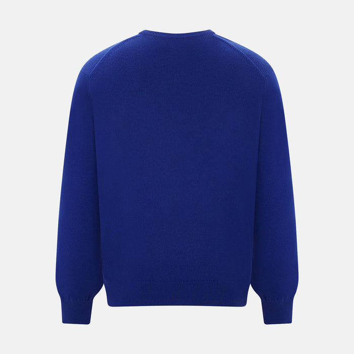 Royal Blue long-sleeve V-neck jumper in cashmere Image 2