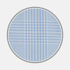 View 1 of product A circular swatch of BESPOKE FABRIC 1166 07 by Turnbull & Asser displays light blue and white gingham checks with a gray border—perfect for custom shirts or refined monogram styles.