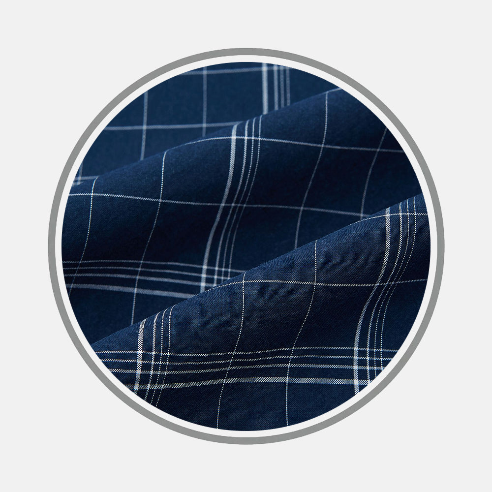 Indigo Windowpane Check Fabric 19