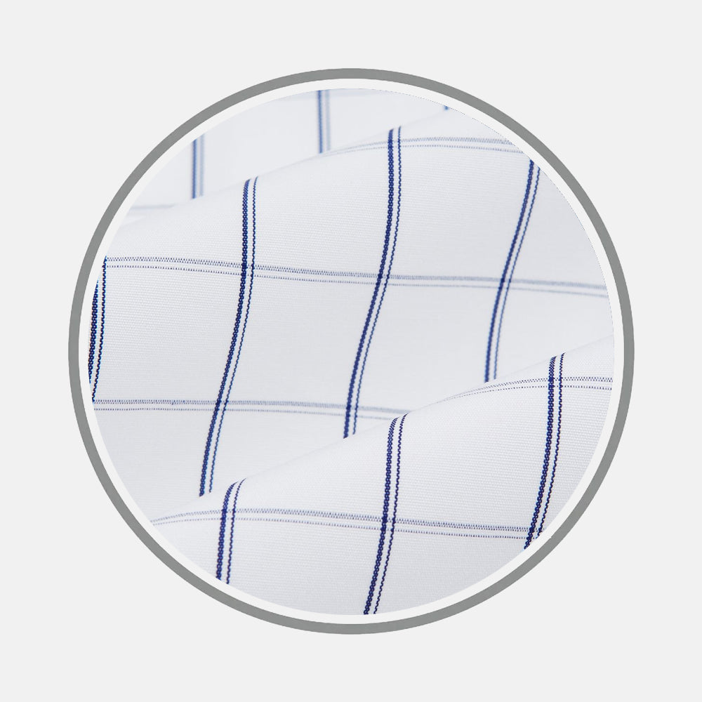 Dark Navy Double Line Check Fabric 19