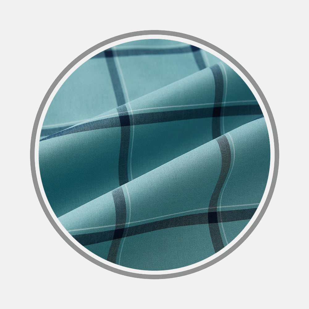 Wide Navy and Green Check Fabric 19