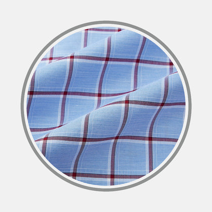 Blue and Burgundy Windowpane Fabric