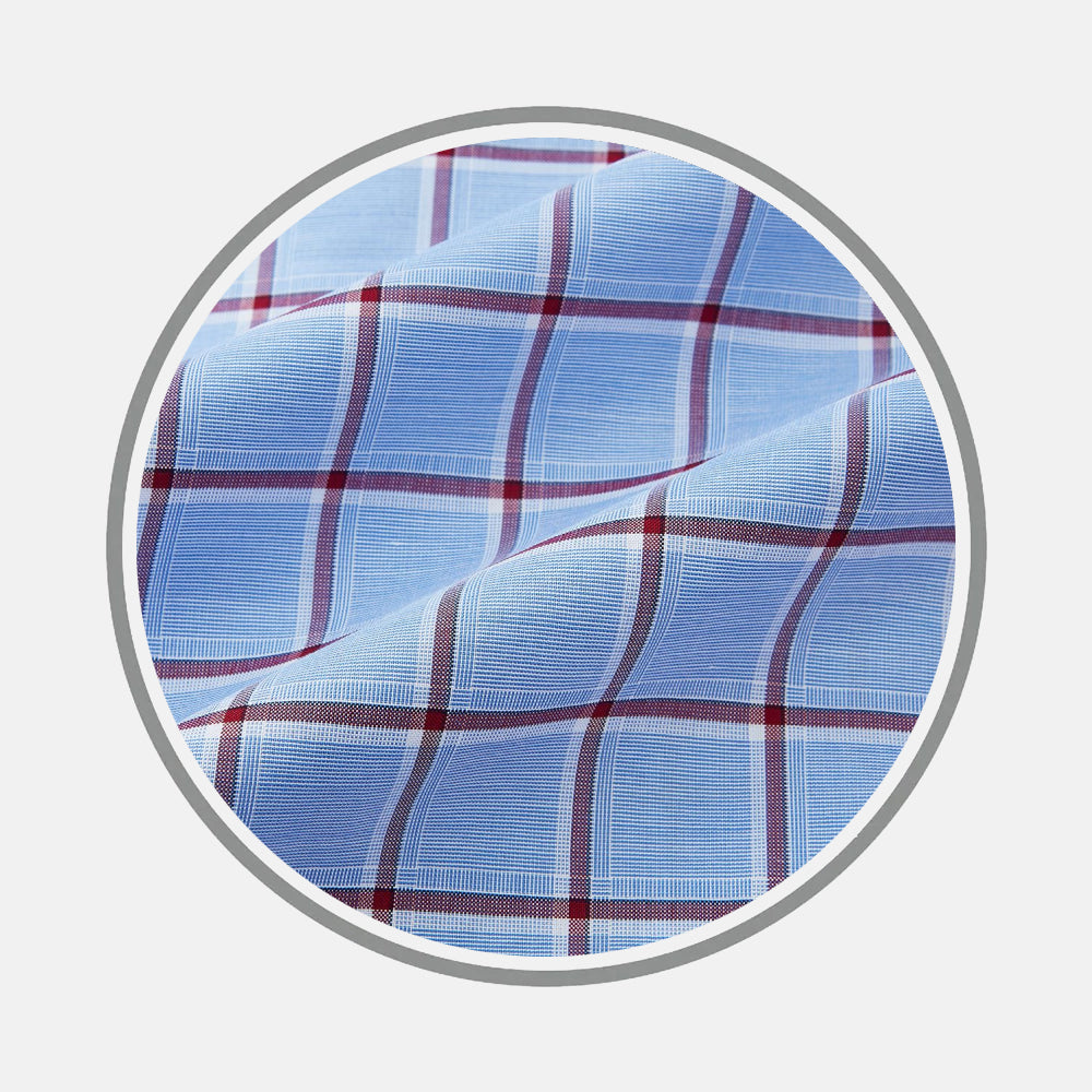 Blue and Burgundy Windowpane Fabric 14.5