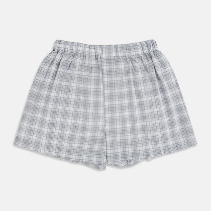 Grey checked boxer in cotton
