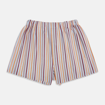 Orange and burgundy Striped cotton boxer shorts