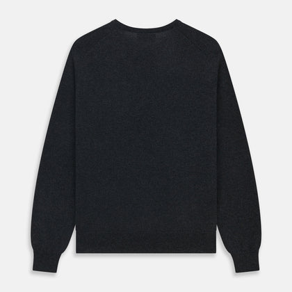 Charcoal V-Neck Cashmere Jumper Image 3