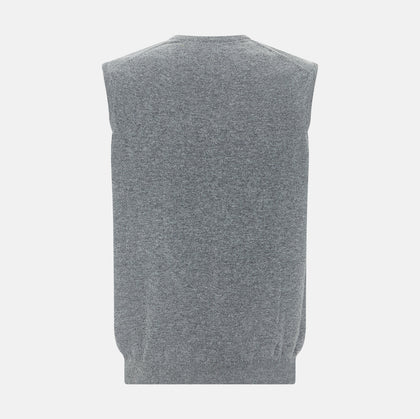 Marl grey sleeveless V-neck vest in cashmere Image 2