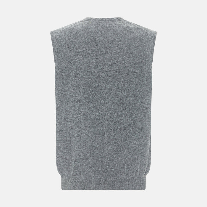 Marl grey sleeveless V-neck vest in cashmere Image 2