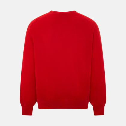 Red long-sleeve V-neck jumper in cashmere Image 2