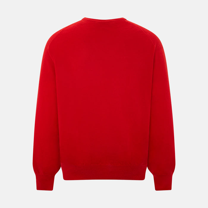 Red long-sleeve V-neck jumper in cashmere Image 2