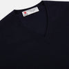 View 2 of product The Turnbull & Asser UK Black long-sleeve V-neck jumper in cashmere is displayed against a white background.