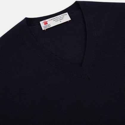 Black Long Sleeve V-Neck Jumper in Cashmere Image 1