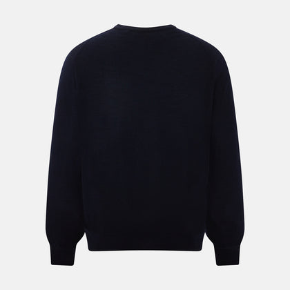 Black Long Sleeve V-Neck Jumper in Cashmere Image 2