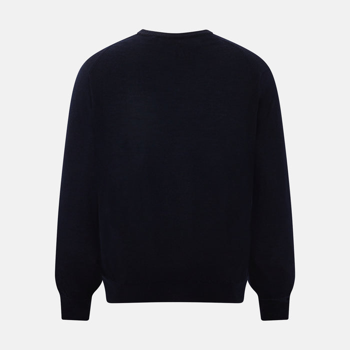 Black Long Sleeve V-Neck Jumper in Cashmere Image 2