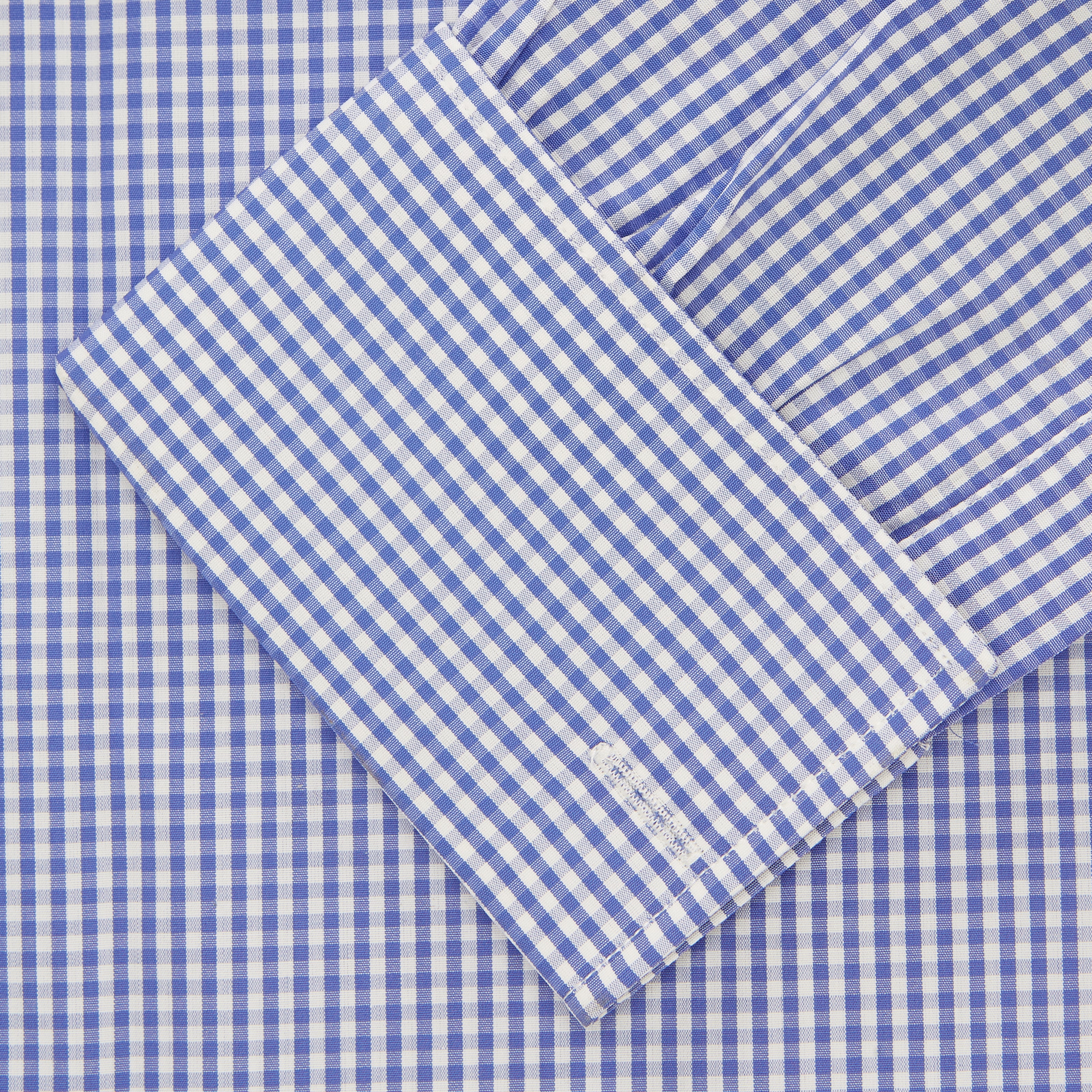 Image 2 of product Mid Blue Gingham Check Shirt with T&A Collar and Double Cuffs