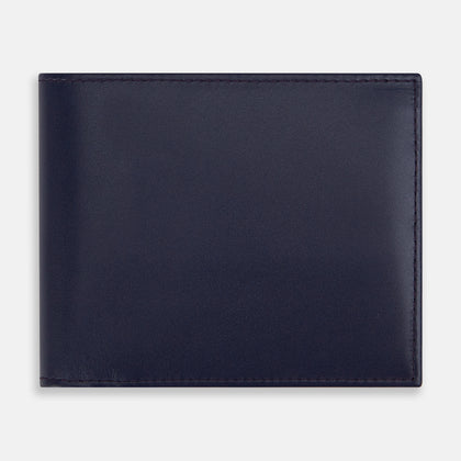 Navy Leather Wallet With Coin Pocket