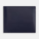 A closed, plain dark navy leather wallet from Turnbull & Asser UK, featuring multiple card slots and a coin pocket, is shown against a white background.