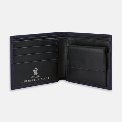 Navy Leather Wallet With Coin Pocket Image 1