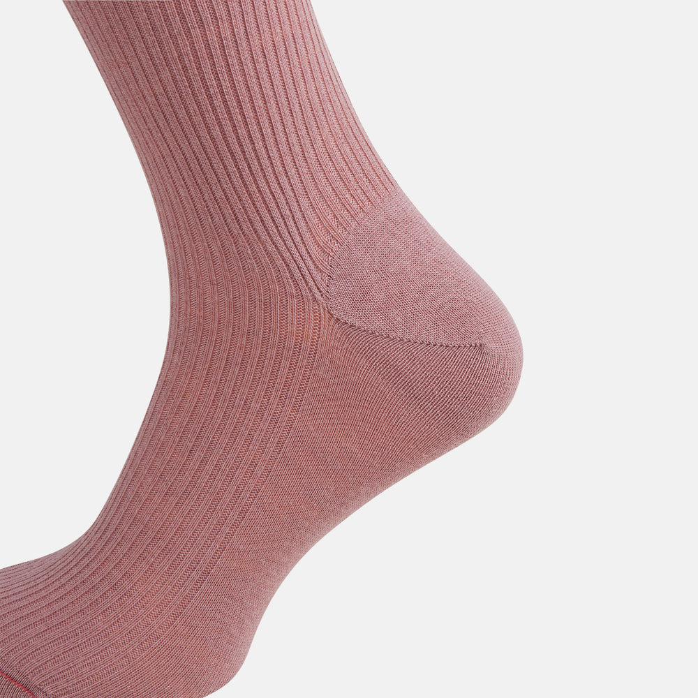 A single Rose Mid-Length Merino Sock by Turnbull & Asser is shown upright on a plain white background, highlighting its ribbed texture and fitted toe and heel.