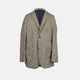 The Riviera Olive Oversized Blazer in Linen by Turnbull & Asser UK is a warm-weather-inspired blazer in an olive hue, featuring a relaxed fit, notched lapels, three front pockets, and two buttons, showcased against a plain white background.