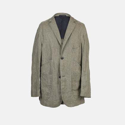 Riviera Olive Oversized Blazer in Linen Image 6