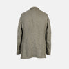 View 2 of product The Riviera Olive Oversized Blazer in Linen by Turnbull & Asser UK is a warm-weather-inspired blazer in an olive hue, featuring a relaxed fit, notched lapels, three front pockets, and two buttons, showcased against a plain white background.