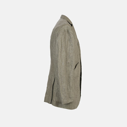 Riviera Olive Oversized Blazer in Linen Image 5