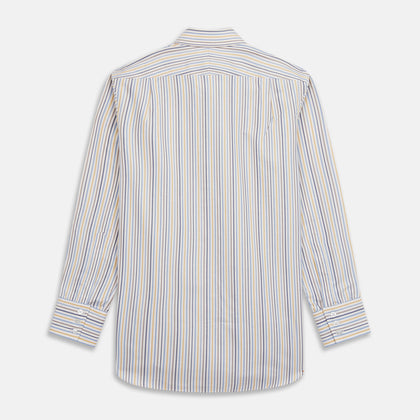 Yellow Multi Stripe Regular Fit Shirt with T&A Collar and 3 Button Cuffs Image 4