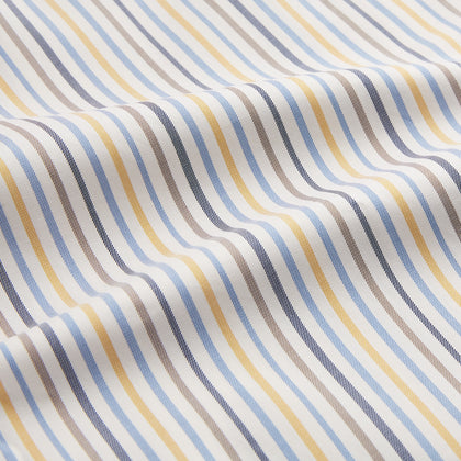 Yellow Multi Stripe Regular Fit Shirt with T&A Collar and 3 Button Cuffs Image 3