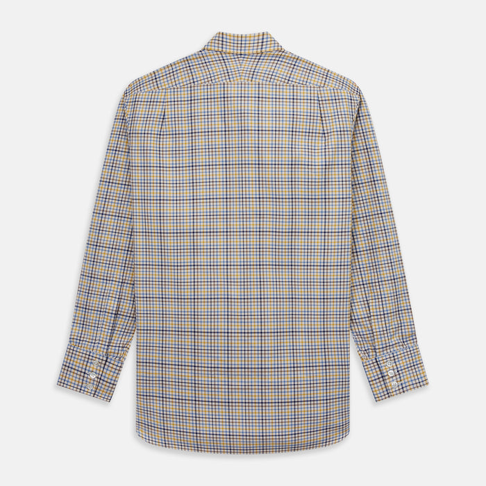 Yellow Multi Check Regular Fit Shirt with T&A Collar and 3 Button Cuffs Image 4