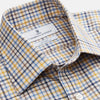 View 2 of product The Yellow Multi Check Regular Fit Shirt by Turnbull & Asser features a T&A collar and 3 button cuffs, showcased flat on a white background.