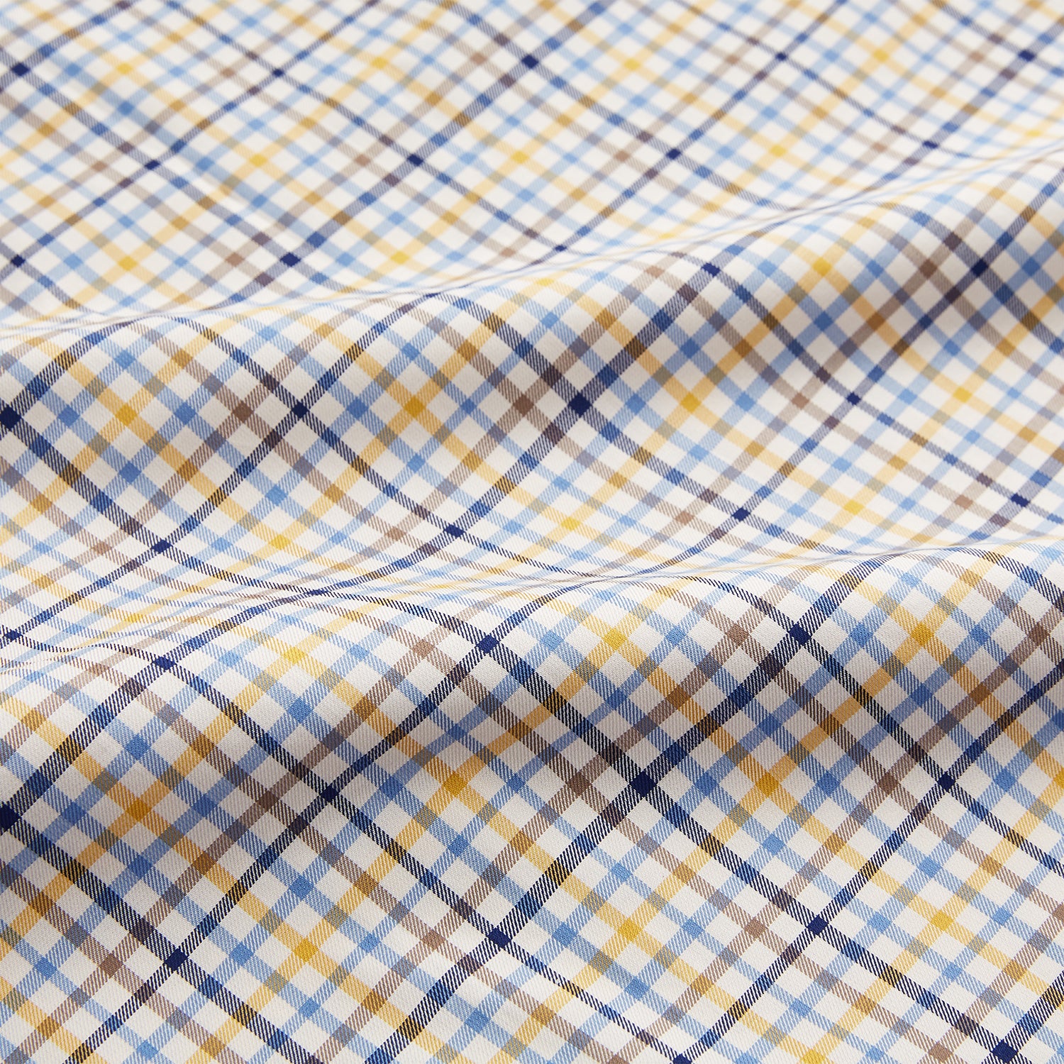 View 4 of product The Yellow Multi Check Regular Fit Shirt by Turnbull & Asser features a T&A collar and 3 button cuffs, showcased flat on a white background.