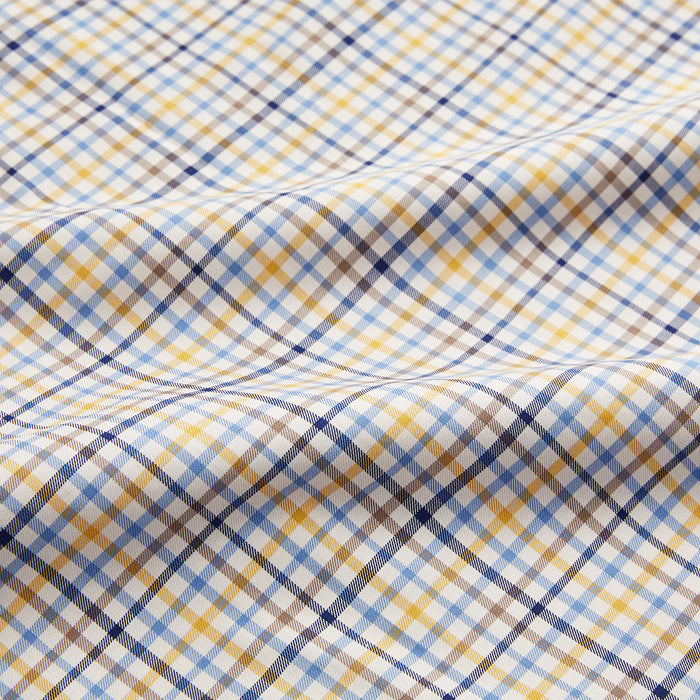 Yellow Multi Check Regular Fit Shirt with T&A Collar and 3 Button Cuffs Image 3