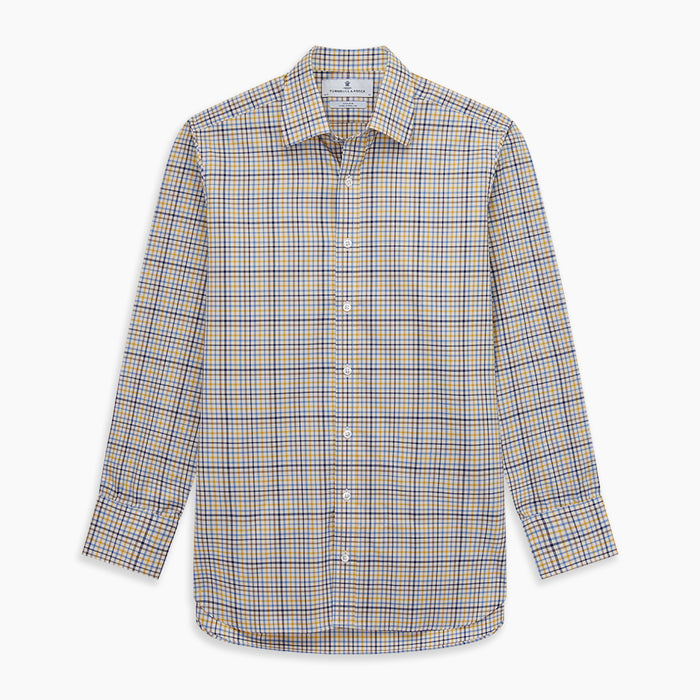 Yellow Multi Check Regular Fit Shirt with T&A Collar and 3 Button Cuffs Image 5