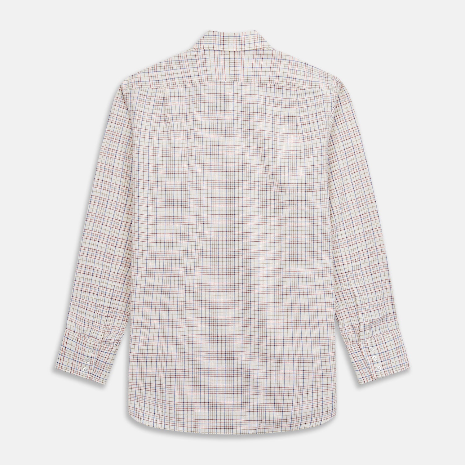Red Multi Check Regular Fit Cotton-Cashmere Shirt with T&A Collar and 3 Button Cuffs