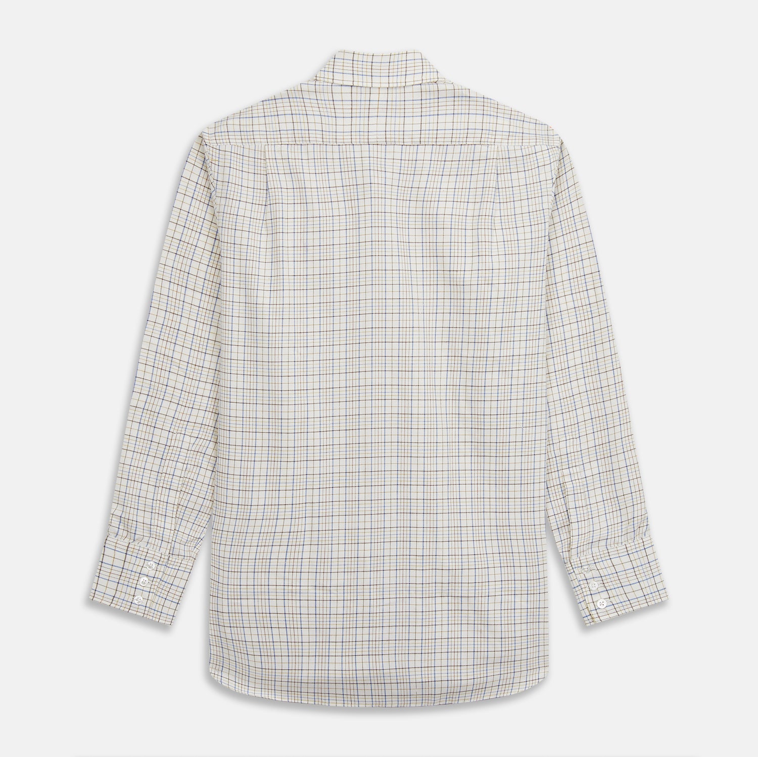 Image 5 of product Brown Multi Check Regular Fit Cotton-Cashmere Shirt with T&A Collar and 3 Button Cuffs