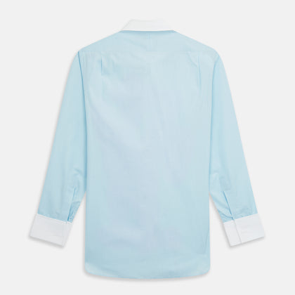 Green Micro-Check Regular Fit Shirt with White T&A Collar and Double Cuffs Image 4