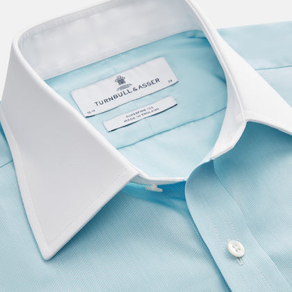 Green Micro-Check Regular Fit Shirt with White T&A Collar and Double Cuffs