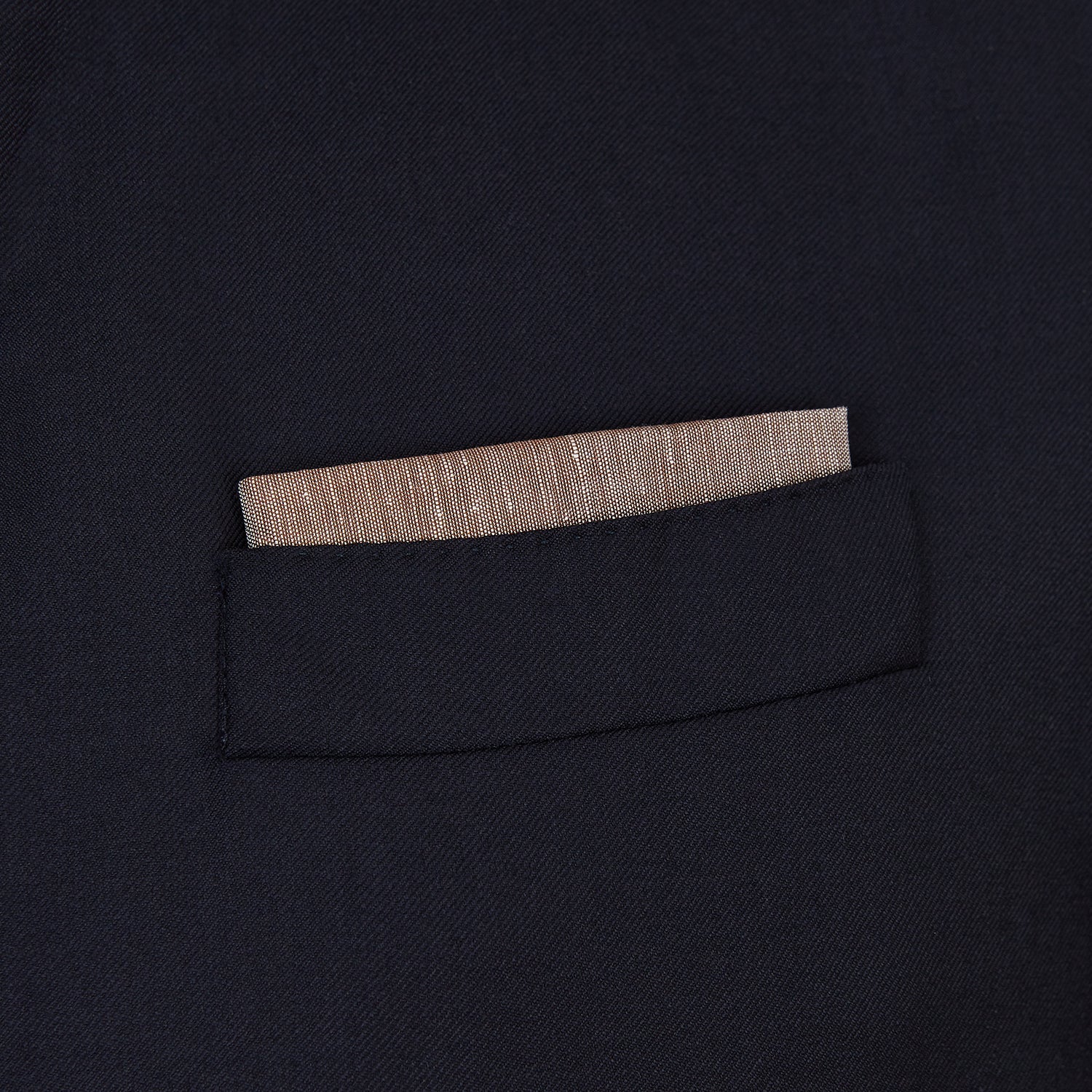 View 2 of product The Turnbull & Asser Burgundy Cotton-Blend Handkerchief features a textured design with subtle white lines, a blue border, and hand-rolled edges, neatly folded to display both sides.