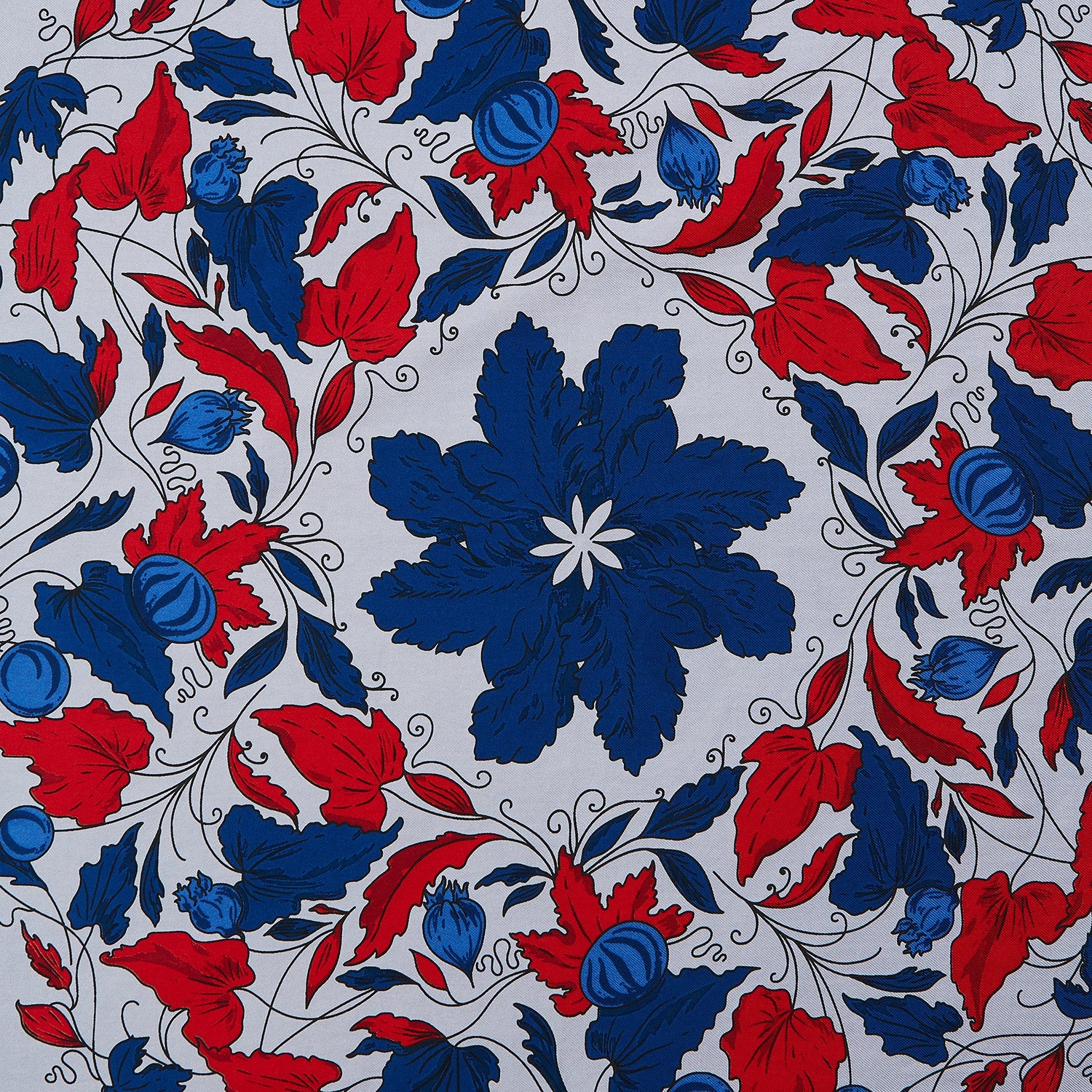 Image 3 of product Blue and Red Foliage Pattern Silk Pocket Square