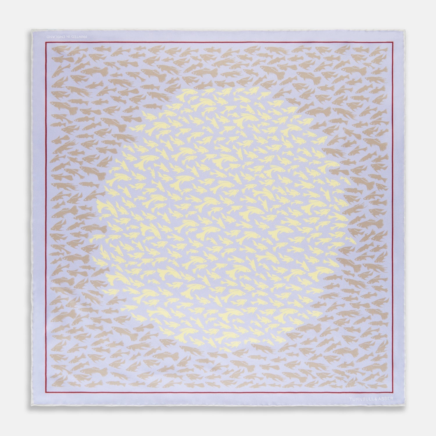 Image 1 of product Pale Blue and Lemon Fish Mosaic Silk Pocket Square