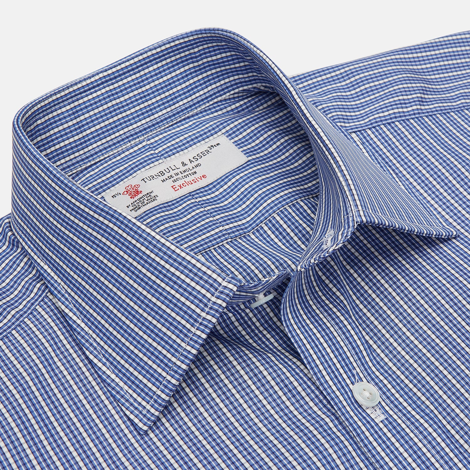 Navy Rich Check Shirt with T&A Collar and 3-Button Cuffs