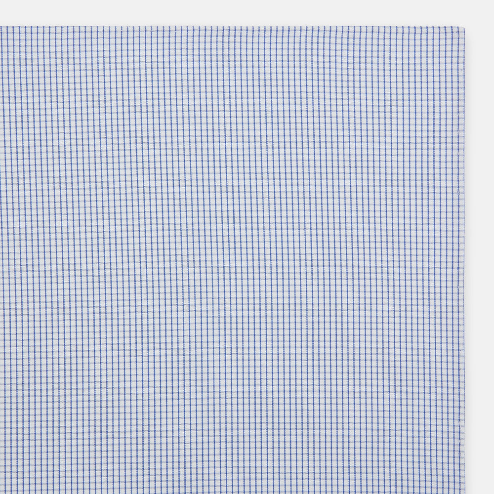 Hand Rolled Blue Graph Check Handkerchief