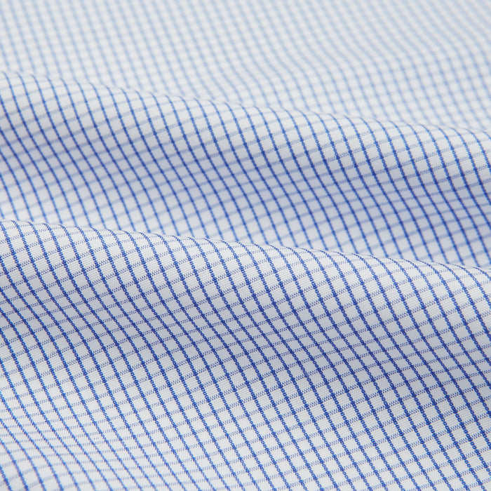 Hand Rolled Blue Graph Check Handkerchief Image 3