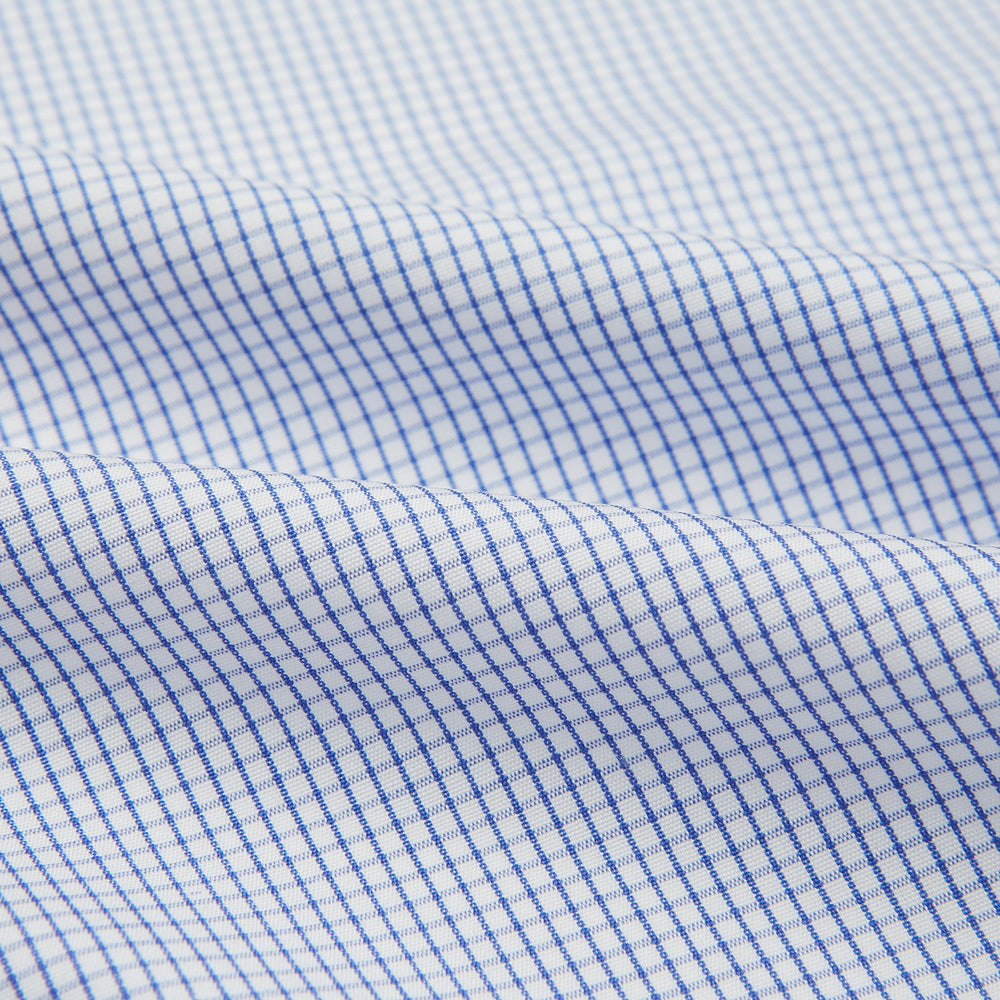 Hand Rolled Blue Graph Check Handkerchief