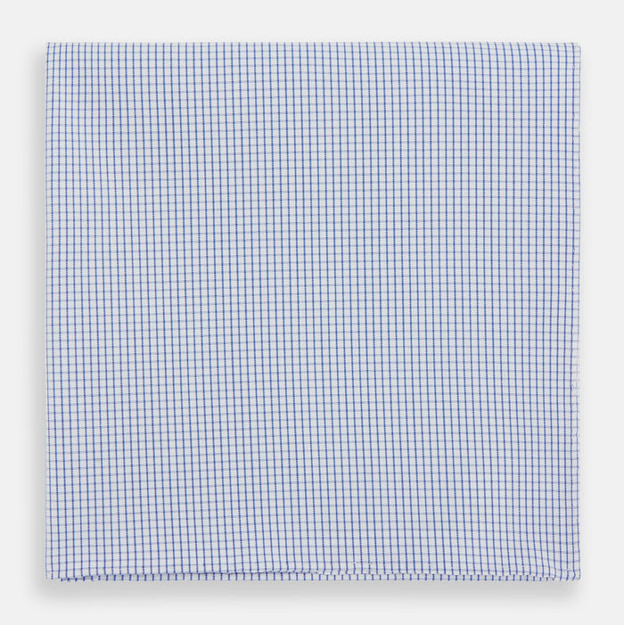 Hand Rolled Blue Graph Check Handkerchief